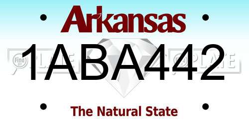1ABA442 Arkansas License Plate