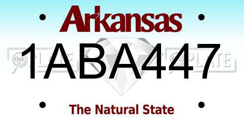 1ABA447 Arkansas License Plate