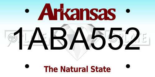 1ABA552 Arkansas License Plate