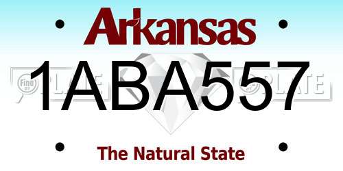 1ABA557 Arkansas License Plate