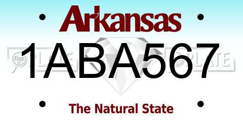 1ABA567 Arkansas License Plate