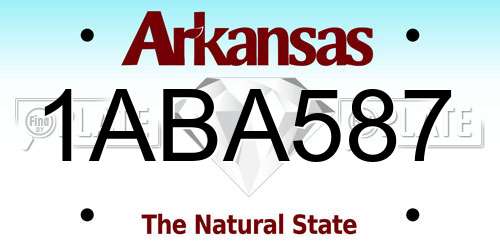 1ABA587 Arkansas License Plate