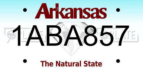 1ABA857 Arkansas License Plate