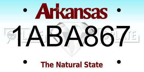 1ABA867 Arkansas License Plate