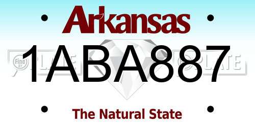 1ABA887 Arkansas License Plate