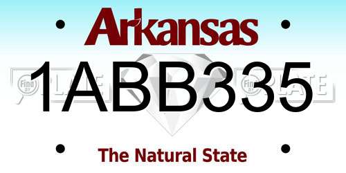 1ABB335 Arkansas License Plate