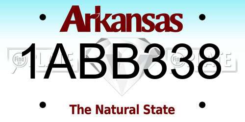 1ABB338 Arkansas License Plate