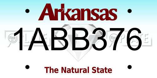 1ABB376 Arkansas License Plate