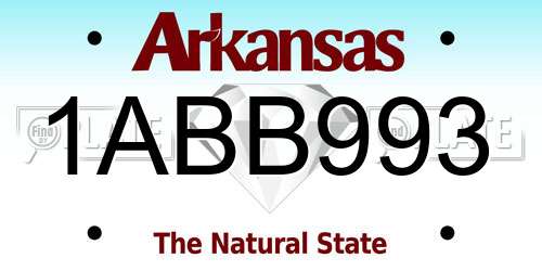 1ABB993 Arkansas License Plate