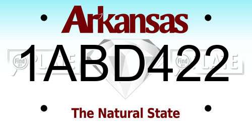 1ABD422 Arkansas License Plate