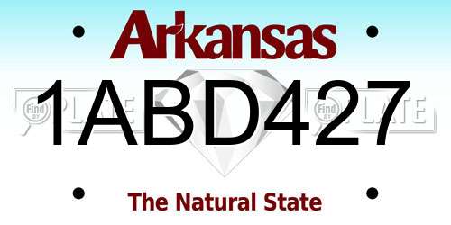 1ABD427 Arkansas License Plate
