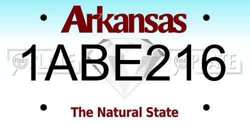 1ABE216 Arkansas License Plate