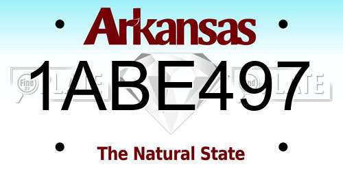 1ABE497 Arkansas License Plate