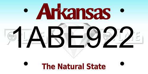 1ABE922 Arkansas License Plate