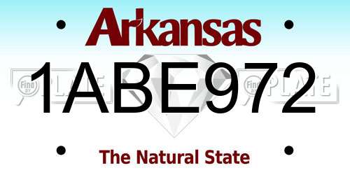 1ABE972 Arkansas License Plate