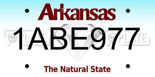 1ABE977 Arkansas License Plate