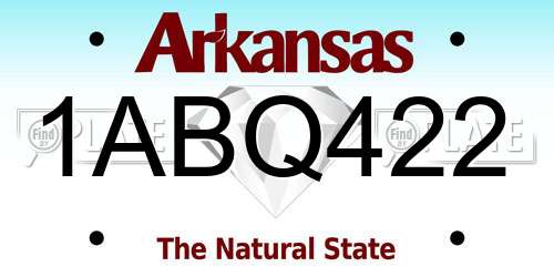 1ABQ422 Arkansas License Plate