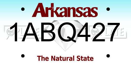1ABQ427 Arkansas License Plate