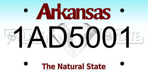 1AD5001 Arkansas License Plate