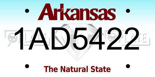 1AD5422 Arkansas License Plate