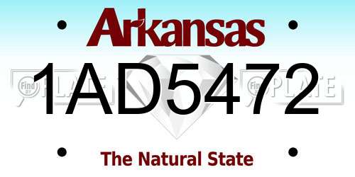 1AD5472 Arkansas License Plate