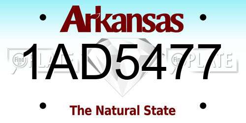 1AD5477 Arkansas License Plate