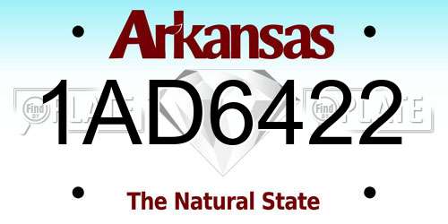 1AD6422 Arkansas License Plate
