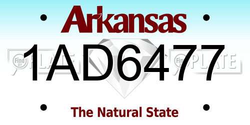 1AD6477 Arkansas License Plate
