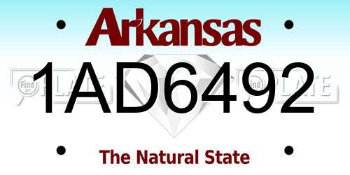 1AD6492 Arkansas License Plate