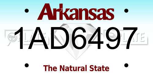 1AD6497 Arkansas License Plate