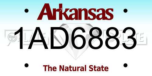 1AD6883 Arkansas License Plate