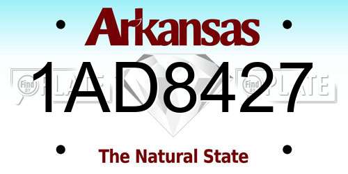 1AD8427 Arkansas License Plate