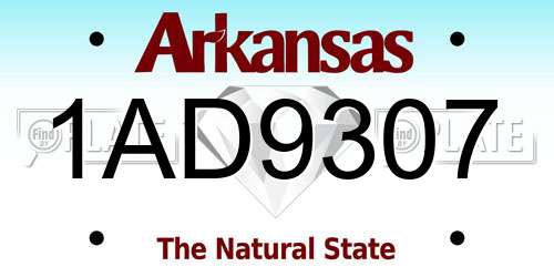 1AD9307 Arkansas License Plate