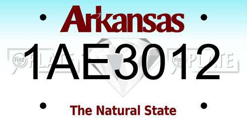 1AE3012 Arkansas License Plate