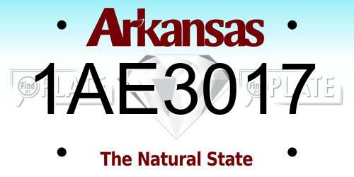 1AE3017 Arkansas License Plate