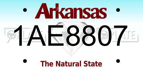 1AE8807 Arkansas License Plate
