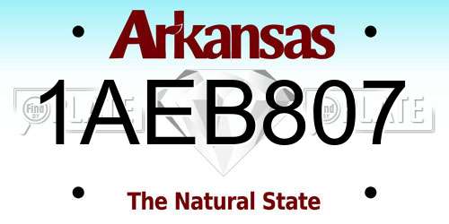 1AEB807 Arkansas License Plate