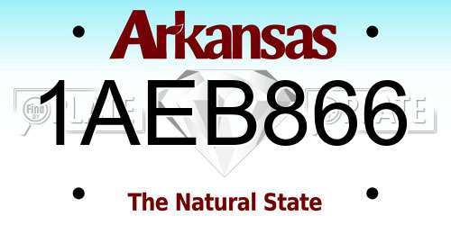 1AEB866 Arkansas License Plate