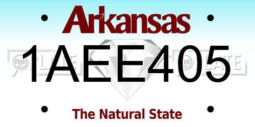 1AEE405 Arkansas License Plate