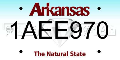 1AEE970 Arkansas License Plate