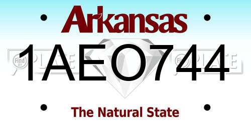 1AEO744 Arkansas License Plate