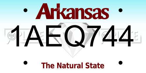 1AEQ744 Arkansas License Plate
