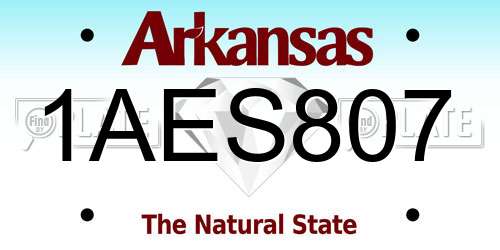 1AES807 Arkansas License Plate
