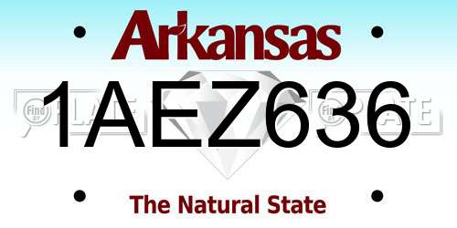 1AEZ636 Arkansas License Plate