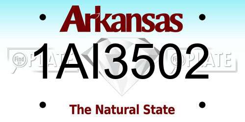 1AI3502 Arkansas License Plate