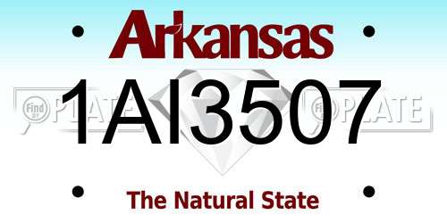 1AI3507 Arkansas License Plate