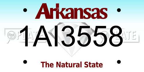 1AI3558 Arkansas License Plate