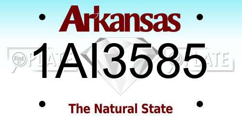 1AI3585 Arkansas License Plate