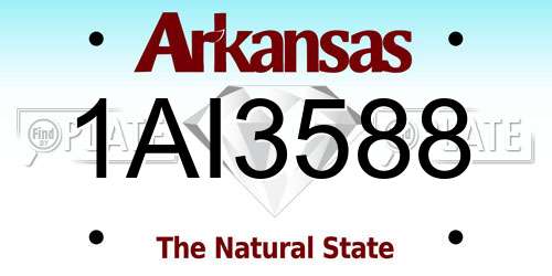 1AI3588 Arkansas License Plate