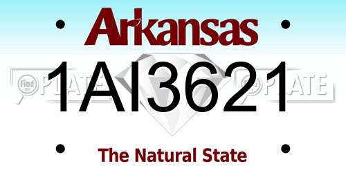 1AI3621 Arkansas License Plate